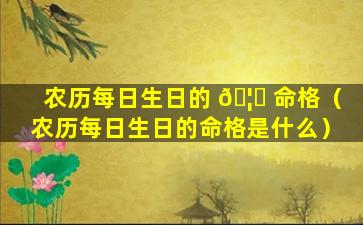 农历每日生日的 🦆 命格（农历每日生日的命格是什么）